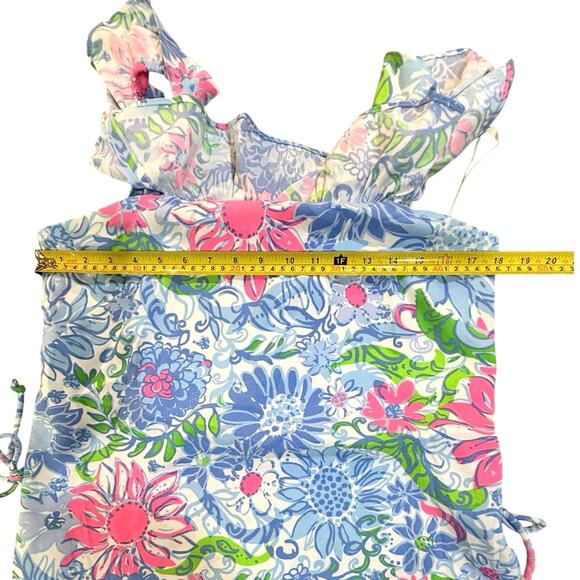 NWT Lilly Pulitzer Zoya Ruffle Romper Dress Frenchie Blue Suns Out Size 10 $198 - Picture 11 of 16